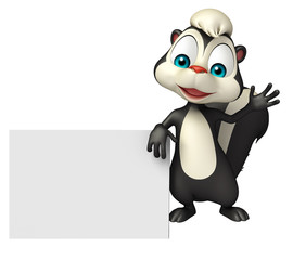 Skunk cartoon character with display board