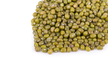 Pile of mung beans isolated on white
