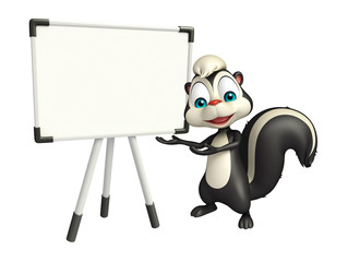 Skunk cartoon character with display board