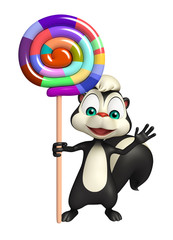 Skunk cartoon character with lollypop