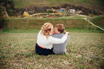 Happy smiling couple having fun outdoors