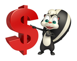 Skunk cartoon character with dollar sign
