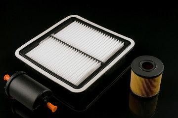 Filter element for a vehicle on a black background