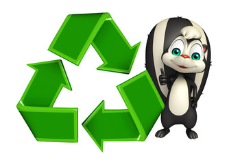 Skunk cartoon character with recycle