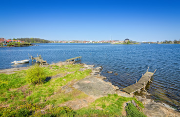 Beautiful Karlskrona sea shore in May month