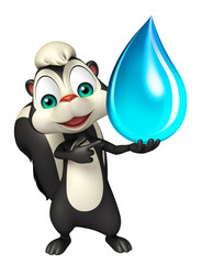 fun Skunk cartoon character with water drop