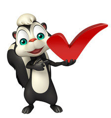 Skunk cartoon character  with right sign