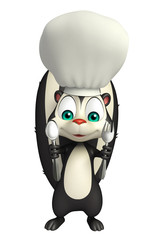 Skunk cartoon character with chef hat and spoon
