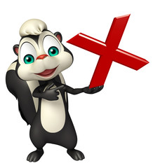 Skunk cartoon character with cross sign