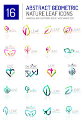 Geometric leaf icon set