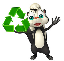 Skunk cartoon character with recycle