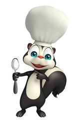 Skunk cartoon character with chef hat and spoon