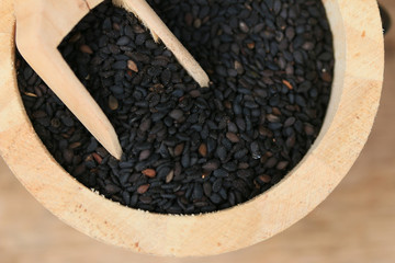 Dry black sesame seeds