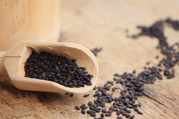 Dry black sesame seeds