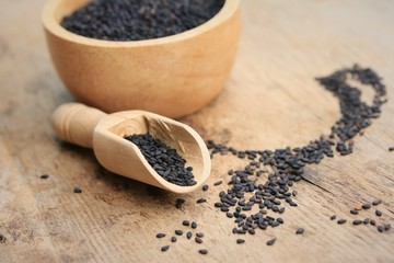 Dry black sesame seeds