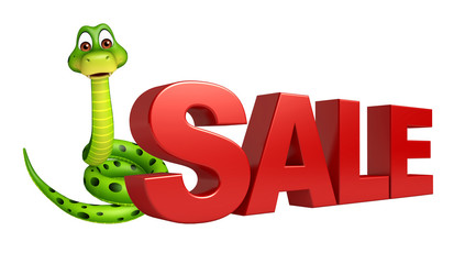 cute Snake cartoon character with sale sign