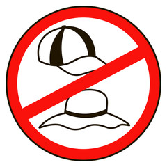 No cap sign warning signs. Prohibited public information icon. Not allowed cap symbol.