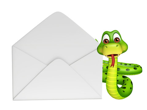 cute Snake cartoon character with mail