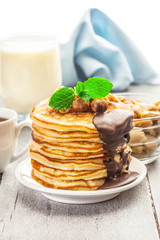 Pancakes with chocolate and nuts
