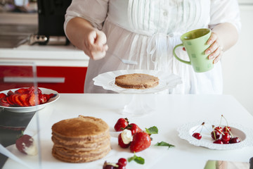 Woman Making The Naked Cake