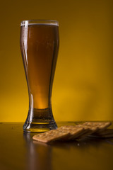 Beer glass on a wooden table