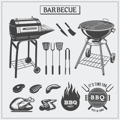 Set of BBQ labels and symbols.