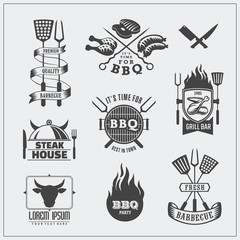 Set of BBQ symbols and labels.