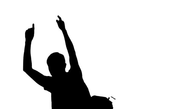 A Silhouette of a dancing man. HD.