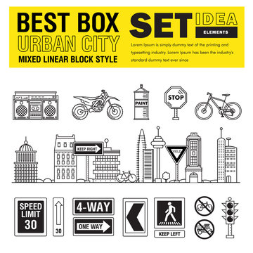 Modern best box urban city elements set ideas