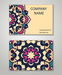 Obraz premium Vector vintage business card set. Beauty designs. Front page and
