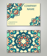 Vector vintage business card set. Beauty designs. Floral mandala