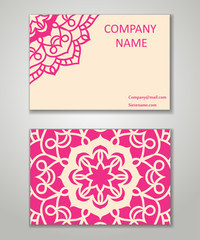 Vector vintage business card set. Beauty designs. Front page and