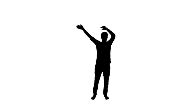 Dancing man. Silhouette on a white background 4. HD.