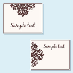 Set of floral cards. Postcard with a vintage pattern. Vintage in