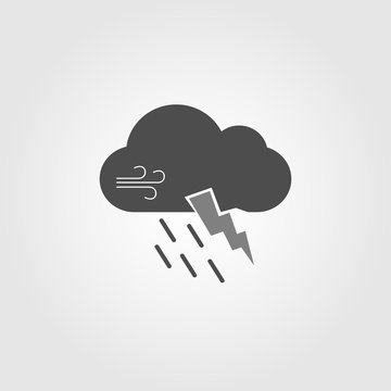 Cloud with lightning wind and rain Icon for the weather pattern. Vector illustration.