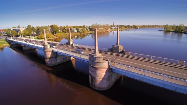The bridge found in the city of Parnu. Pärnu is a city in southwestern Estonia on the coast of Pärnu Bay an inlet of the Gulf of Livonia in the Baltic Sea.