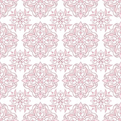 Vintage ornate pink texture in Eastern style  on white.
