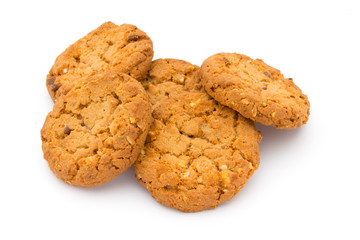 Oatmeal cookies with isolated background.