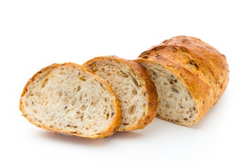 Loaf of bread isolated on white.