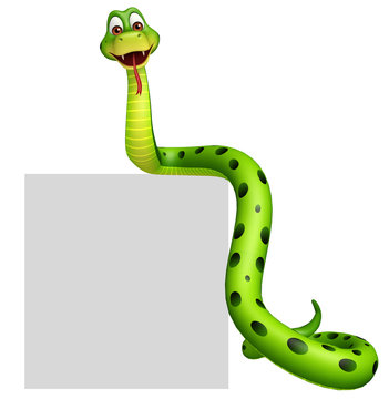 fun Snake cartoon character with board