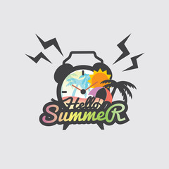 Hello Summer Badge Design Vector Illustration.