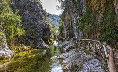 River Borosa Walking Trail in the Sierra Cazorla Mountain Range In HDR, Jaen Province, Andalusia, Spain