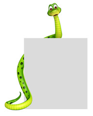 Naklejka premium fun Snake cartoon character with board