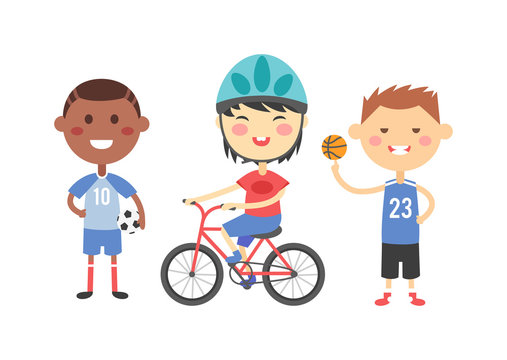 Sport kids vector illustration.
