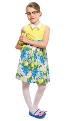 Little girl with books