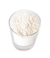 Flour in a glass on a