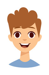 Happy boy face vector illustration.