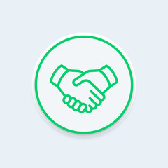 handshake line icon, deal, partnership sign, vector illustration