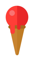 Balls of ice cream in cup cartoon vector food illustration. 