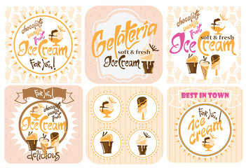 Ice Cream design elements. Vector illustration made in vintage style.